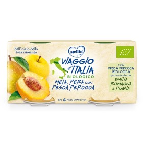 Mellin Omogeneizzato Biologico Mela-Pera-Pesca Percoca 2x100 g