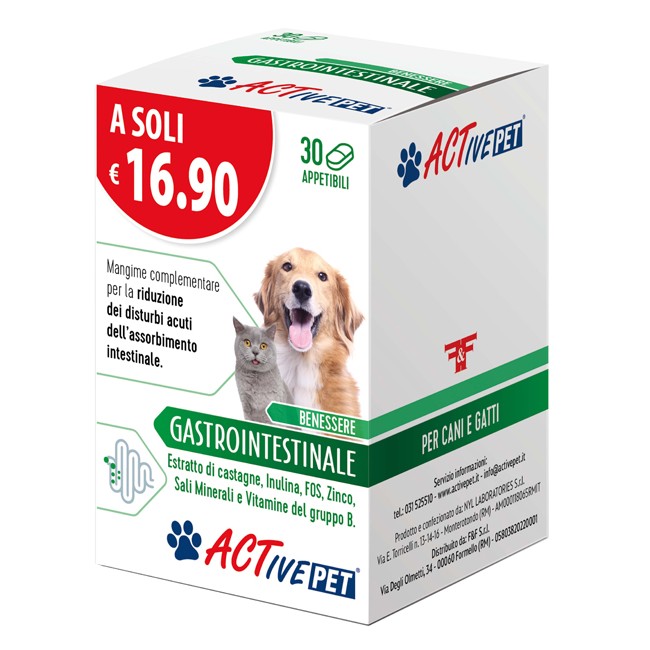 F&f Active Pet Benessere Gastrointestinale 30 Compresse Appetibili F&f Active Pet Benessere Gastrointestinale 30 Compresse Appetibili