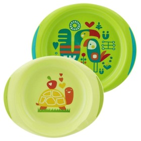 Chicco Piatto Fondo e Piano 12M+ Verde Set 2 piatti antiscivolo