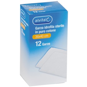 Alliance Healthcare Garza Idrofila In Puro Cotone Alvita 36x40cm 12 Pezzi