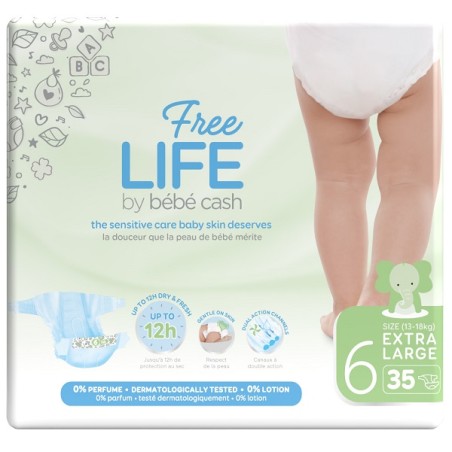 Ontex Freelife By Bebecash Pants Xl Taglia 6 17 Kg+ Girovita Fino A 72 Cm 18 Pezzi