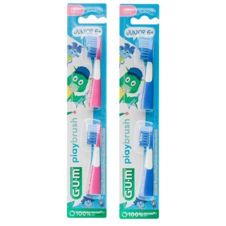 Gum Playbrush Spazzolino Junior 6+ Refill Colore Rosa