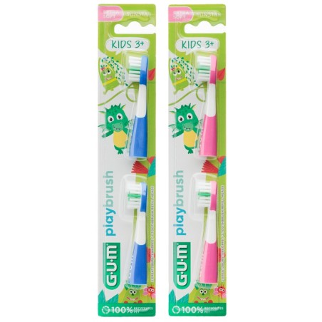 Gum Playbrush Spazzolino Kids 3+ Refill Blu