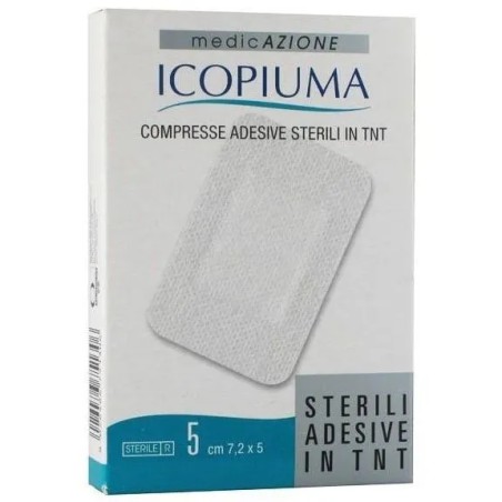 Icopiuma Compressa Adesiva Tessuto non Tessuto 7,5 x 5 cm 5 pezzi