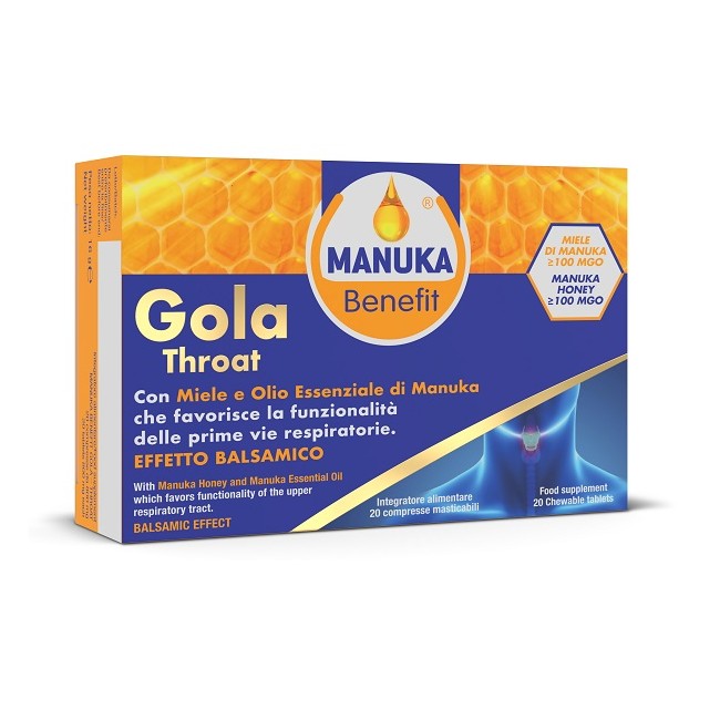 Optima Naturals Manuka Benefit Gola Throat 20 Compresse Masticabili