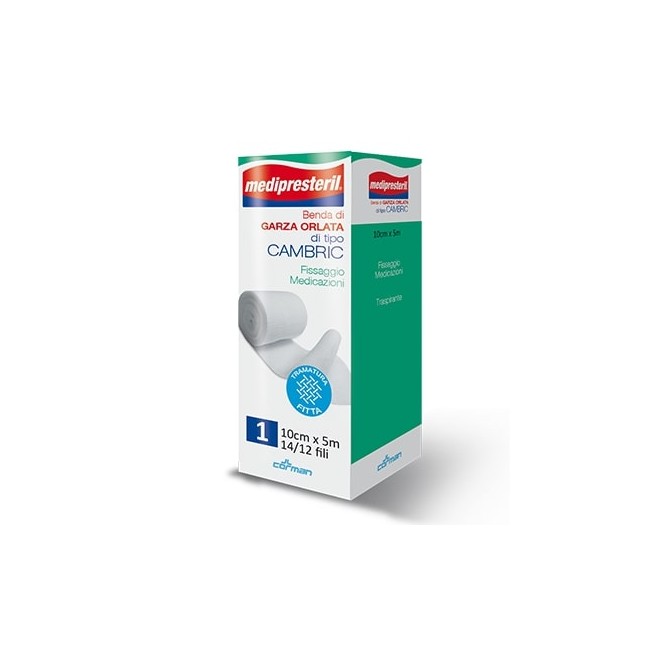 Corman Benda Orlata Medipresteril Cambric M5x10cm 14/12 Fili Corman Benda Orlata Medipresteril Cambric M5x10cm 14/12 Fili
