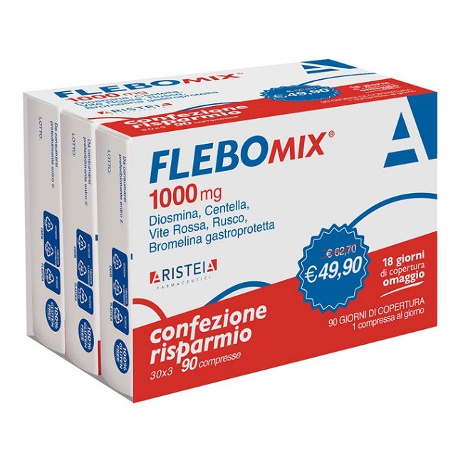 Aristeia Farmaceutici Flebomix 1000 Mg 90 Compresse Tri-pack Aristeia Farmaceutici Flebomix 1000 Mg 90 Compresse Tri-pack