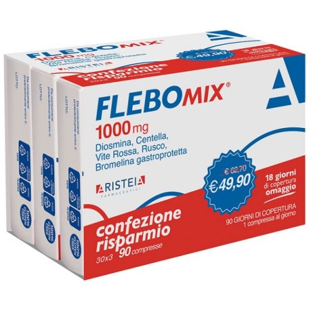 Aristeia Farmaceutici Flebomix 1000 Mg 90 Compresse Tri-pack Aristeia Farmaceutici Flebomix 1000 Mg 90 Compresse Tri-pack