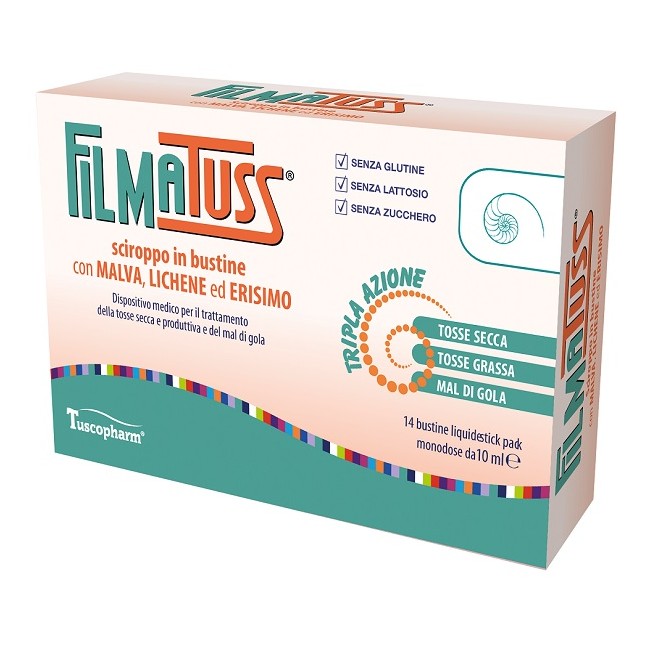Tuscopharm Filmatuss Sciroppo 14 Bustine Liquid Stick Pack Da 10 Ml Tuscopharm Filmatuss Sciroppo 14 Bustine Liquid Stick Pack Da 10 Ml