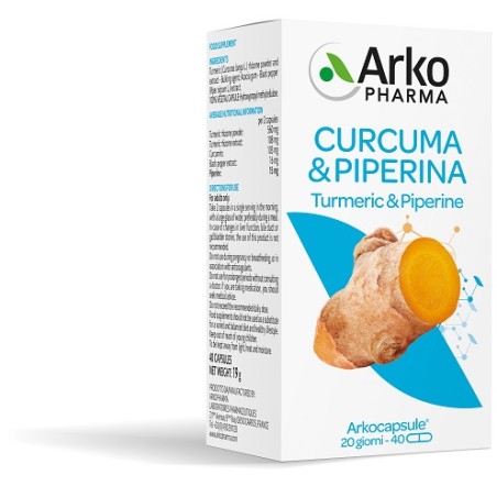 Arkopharma Arko Capsule Curcuma + Piperina 40 Capsule Arkopharma Arko Capsule Curcuma + Piperina 40 Capsule