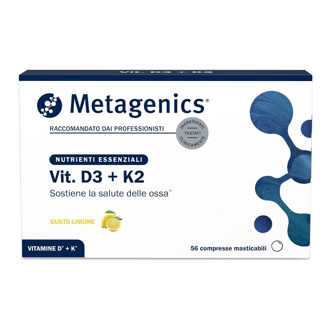 Metagenics Vit D3+k2 56 Compresse Masticabili Metagenics Vit D3+k2 56 Compresse Masticabili