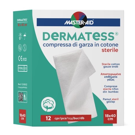 Pietrasanta Pharma Garza Compressa Master-aid Dermatess Cotone 18x40cm 12 Pezzi