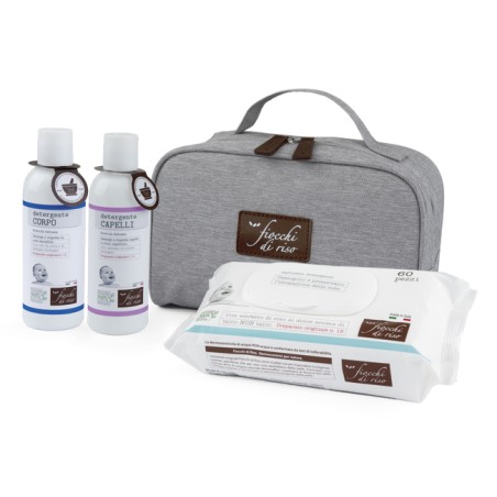 Artsana Fiocchi Di Riso Cofanetto Bagnetto 1 Detergente Corpo 200 Ml + 1 Detergente Capelli 200 Ml + Salviete Acqua Non Acqua 60