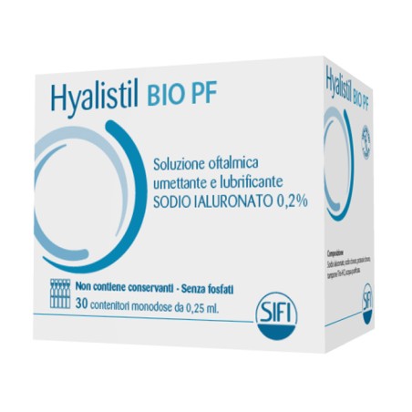 Hyalistil bio pf soluzione oftalmica phosphate free monodose a base di acido ialuronico 0,2% 30 flaconcini 0,25 ml Hyalistil bio pf soluzione oftalmica phosphate free monodose a base di acido ialuronico 0,2% 30 flaconcini 0,25 ml