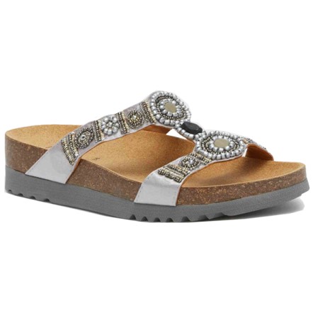 Scholl Calzatura New Bogota' Wedge Satin+beads W Silver/pewter 37 Scholl Calzatura New Bogota' Wedge Satin+beads W Silver/pewter 37