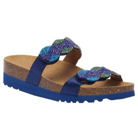 Scholl Calzatura Palmilla 2 Straps Satin+beads W Blue 38