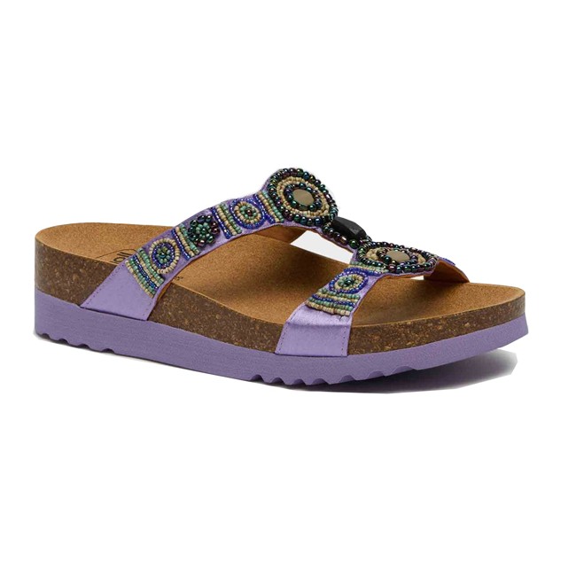 Scholl Calzatura New Bogota' Wedge Satin+beads W Lilac 41