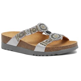 Scholl Calzatura New Bogota' Wedge Satin+beads W Silver/pewter 39