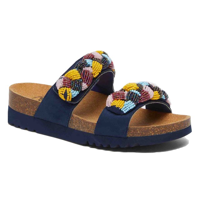 Scholl Calzatura Nice Microfibre+beaded Bride W Navy Blue/multi 37