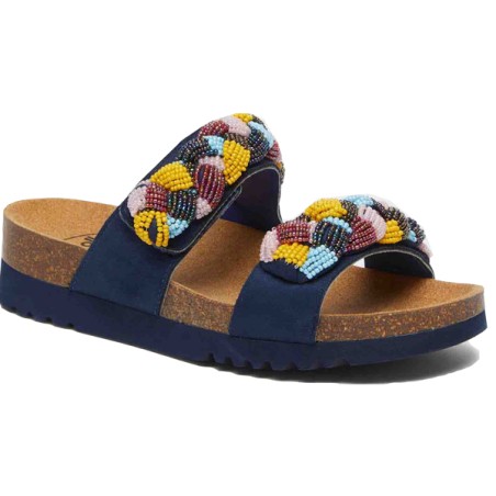 Scholl Calzatura Nice Microfibre+beaded Bride W Navy Blue/multi 37