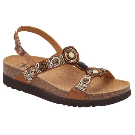 Scholl Calzatura Bogota' Sandal Satin+beads+synthetic W Brown 39