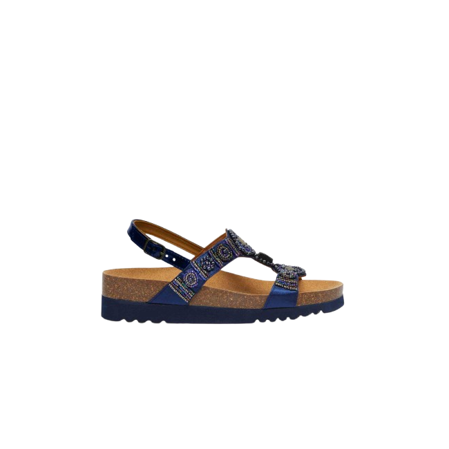 Scholl Calzatura Bogota' Sandal Satin+beads+synthetic W Navy Blue 39