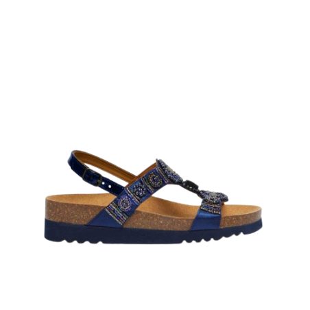 Scholl Calzatura Bogota' Sandal Satin+beads+synthetic W Navy Blue 39