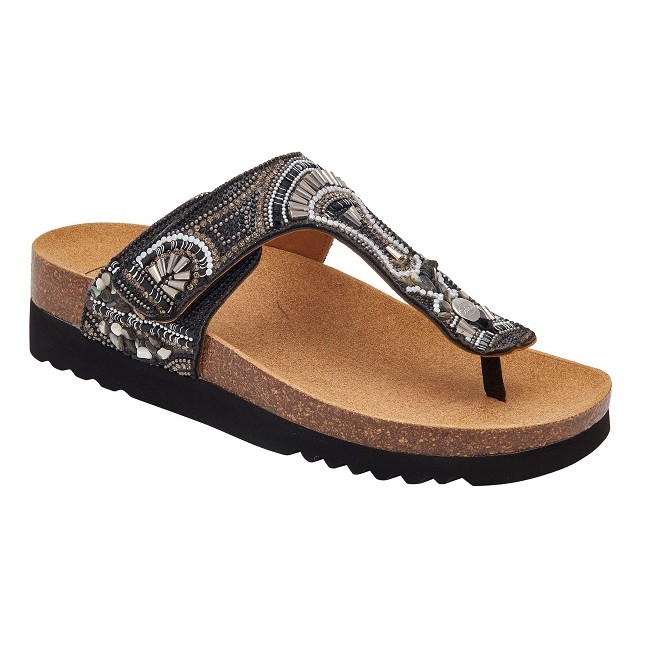 Scholl Calzatura Lisboa Flip-flop Microfibre+beads W Black 42