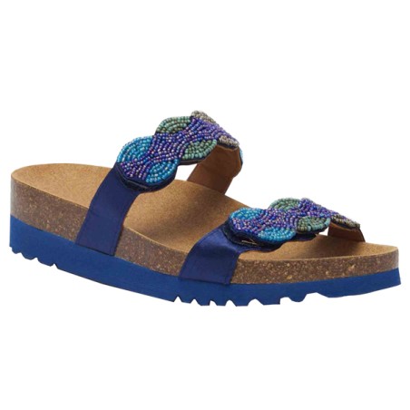 Scholl Calzatura Palmilla 2 Straps Satin+beads W Blue 37