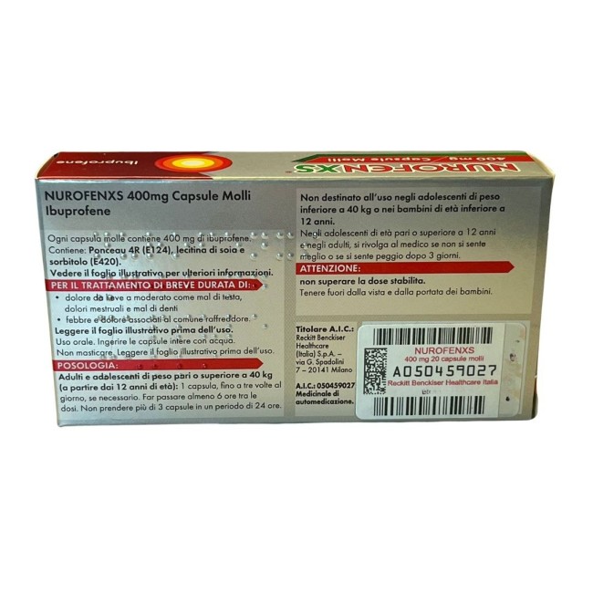 Reckitt Benckiser Nurofenxs 400 Mg Capsule Molli Ibuprofene