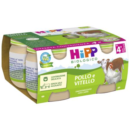 Hipp Bio Omogeneizzato Pollo E Vitello 4 Pezzi Da 80 G