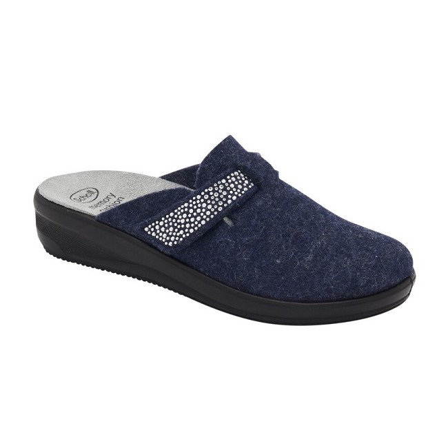 Scholl Calzatura Esther Strap Wool+strass Woman Navy Blue Lana + Strass 38