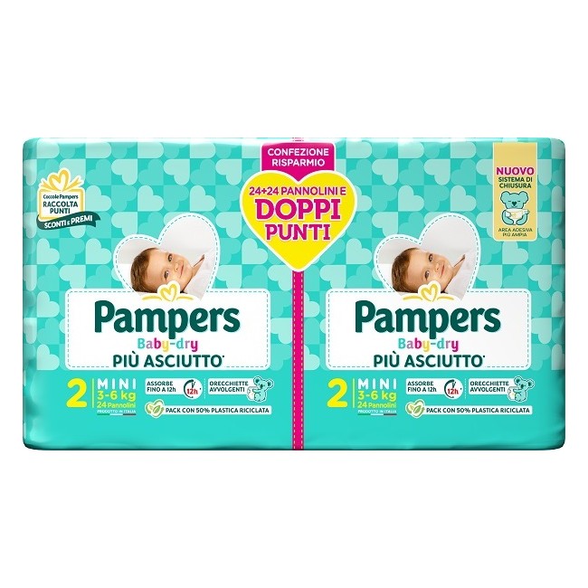Fater Pampers Baby Dry Pannolino Duo Downcount Mini 48 Pezzi