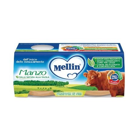 Danone Mellin Omogeneizzato Manzo 2x120 G