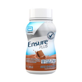 Confezione da 4 bottiglie da 200ml, Ensure Plus gusto cioccolato, supplemento nutrizionale ipercalorico pronto da bere.