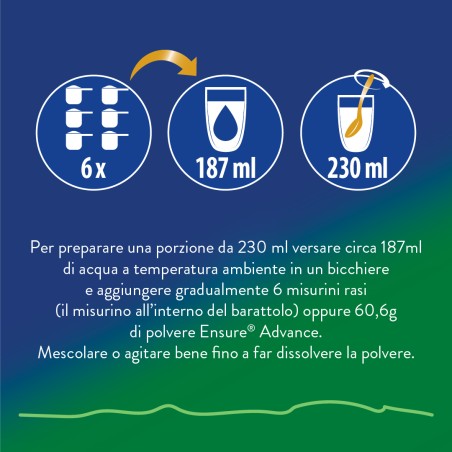 Barattolo Ensure Advance Vegetale 850 g gusto mandorla, integratore nutrizionale con proteine vegetali.