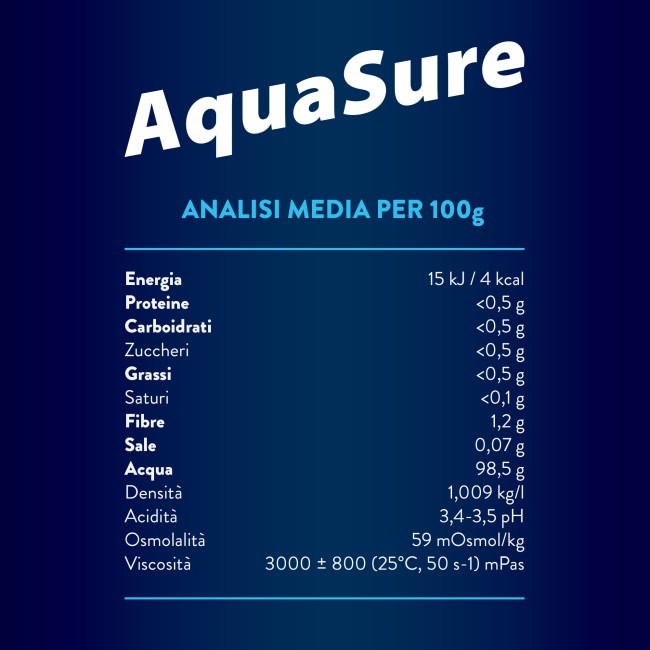 Confezione da 24 vasetti da 125 g AquaSure gusto arancia, acqua gelificata pronta all’uso.
