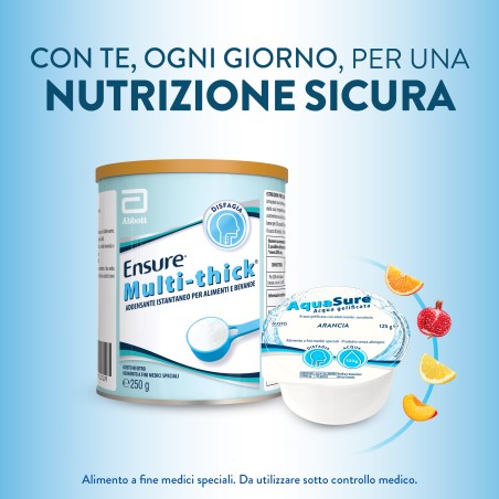 Confezione da 24 vasetti da 125 g AquaSure gusto arancia, acqua gelificata pronta all’uso.