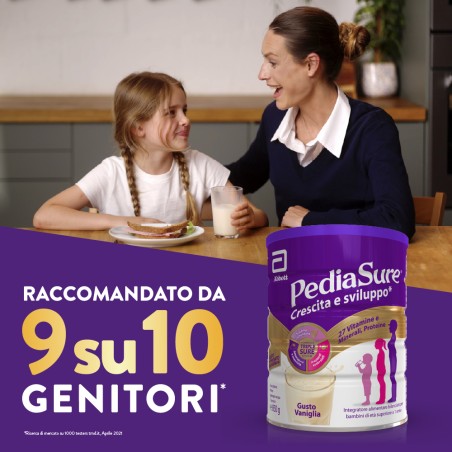 Barattolo Pediasure Integratore Bambini 850 g gusto vaniglia, supporto nutrizionale completo.