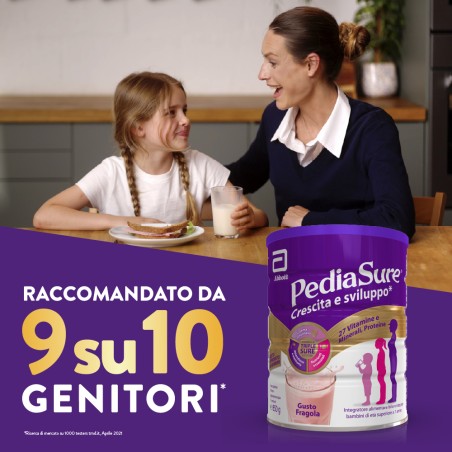 Barattolo Pediasure Integratore Bambini 850 g gusto fragola, supporto nutrizionale completo.