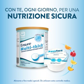 Confezione da 4 vasetti da 125 g AquaSure gusto arancia, acqua gelificata pronta all’uso.