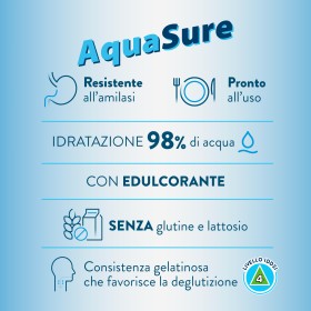Confezione da 4 vasetti da 125 g AquaSure gusto limone, acqua gelificata pronta all’uso.