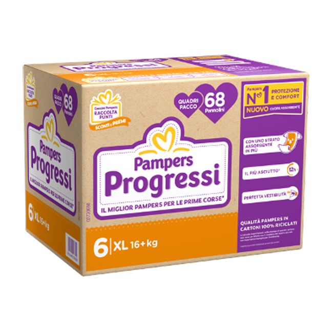 Fater Pampers Quadri Progressi Xl 68 Pezzi Fater Pampers Quadri Progressi Xl 68 Pezzi