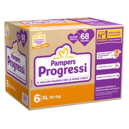 Fater Pampers Quadri Progressi Xl 68 Pezzi Fater Pampers Quadri Progressi Xl 68 Pezzi