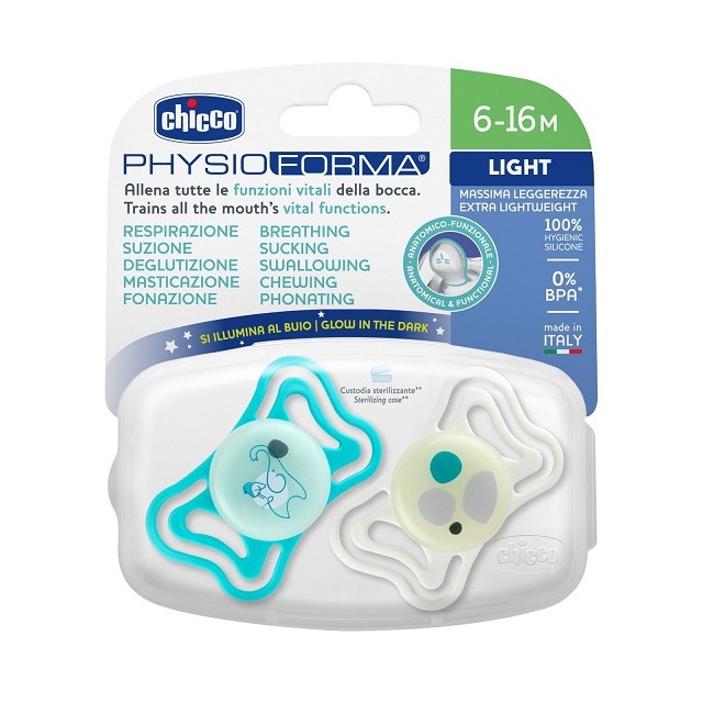 Chicco Succhietto Light Lumi Silicone 6-16m 2 Pezzi