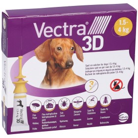 Ceva Vectra 3D Spot-On 3 pipette da 0,8 ml antiparassitario cani mini, cani da 1,5 a 4 kg