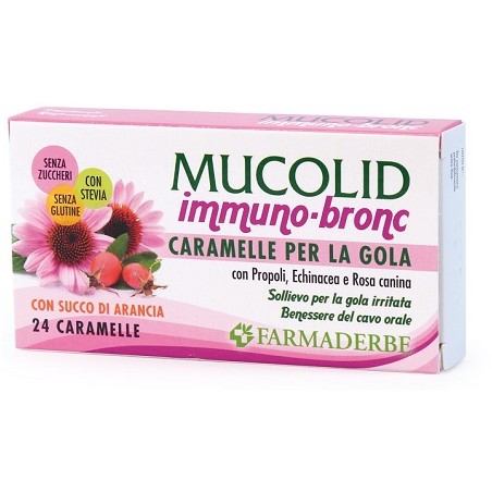Farmaderbe Mucolid Bronc Immuno 24 Caramelle Gusto Arancia