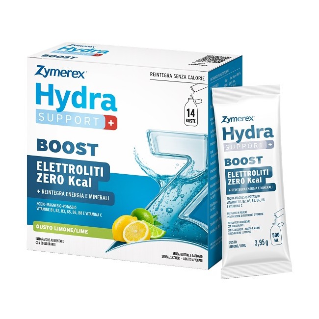 Wilco Farma Zymerex Hydrasupport+ Boost 14 Buste Da 3,95 G Gusto Limone/lime Con Edulcoranti Senza Glutine Senza Lattosio