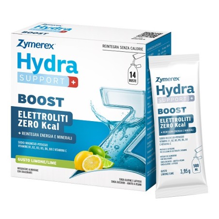 Wilco Farma Zymerex Hydrasupport+ Boost 14 Buste Da 3,95 G Gusto Limone/lime Con Edulcoranti Senza Glutine Senza Lattosio