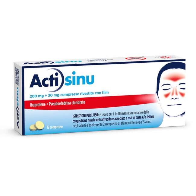 Confezione ActiSinu 12 compresse per sinusite, raffreddore e congestione nasale Confezione ActiSinu 12 compresse per sinusite, raffreddore e congestione nasale